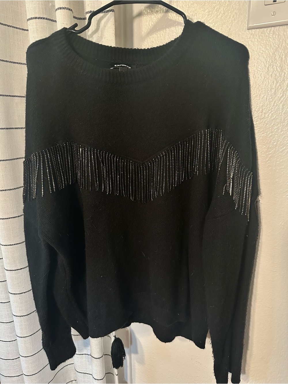 Black Fringe Women's Sweater